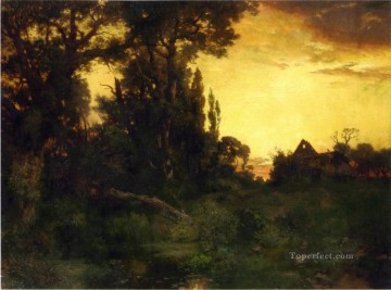 ウッズ Painting - 夕暮れの風景 トーマス・モランの森 森